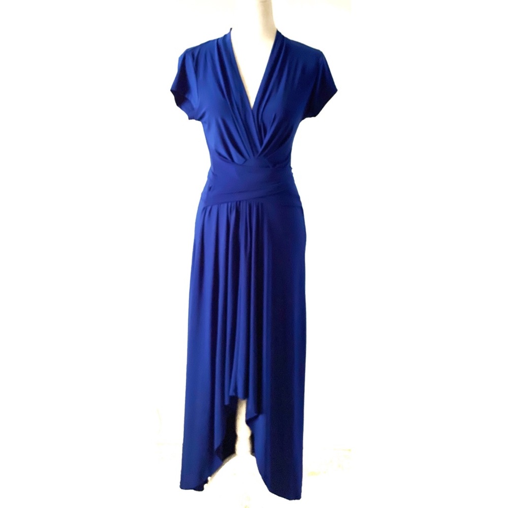 IMAN Tie Waist High/Low Dress Blue Size M